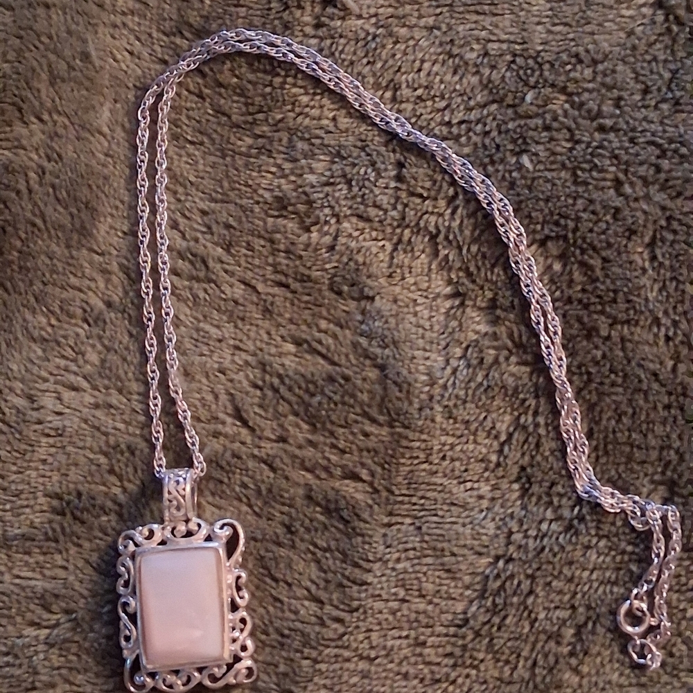 Vintage Antique Sterling Mother Of Pearl Figaro Nexlace